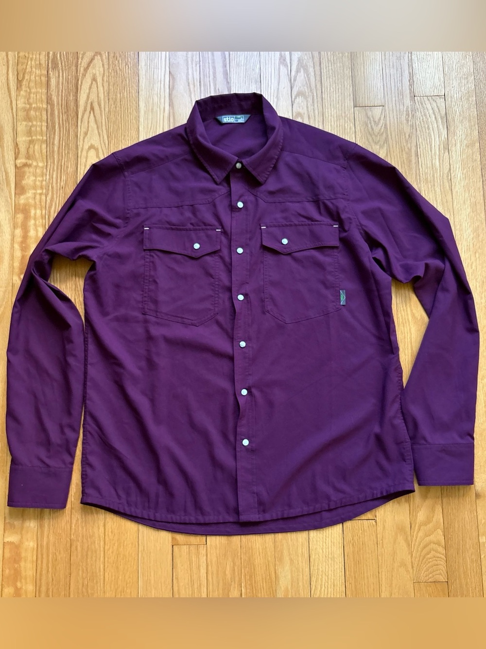 Stio Men’s Eddy Long Sleeve Snap Button Shirt Medium Purple Solid
